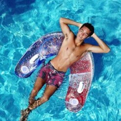 Pool Candy - Stars & Stripes Inflatable Glitter Sun Chair -AquaEssentials Store Stars Stripes Inflatable Glitter Sun Chair 2