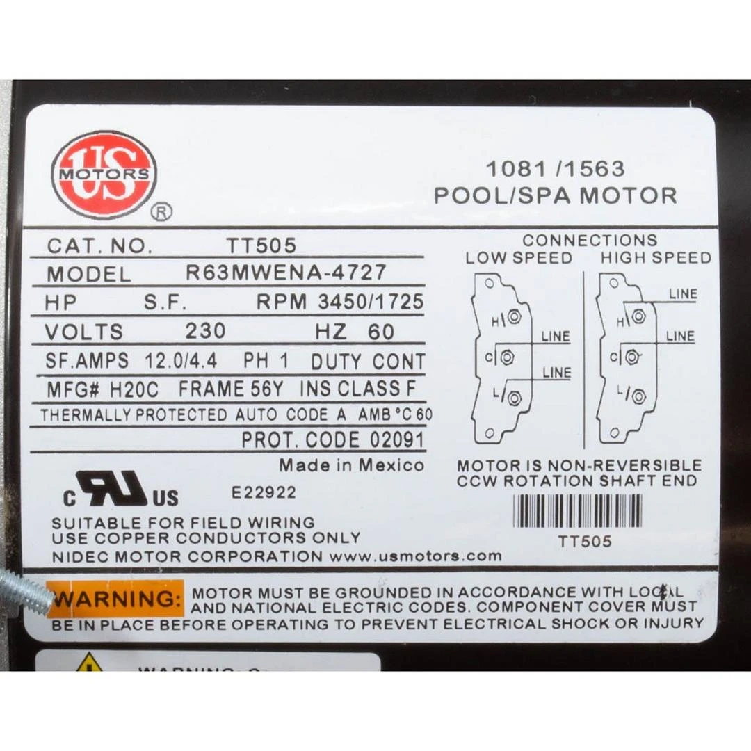 Waterway Exec 5Hp-Spl 2Sp 56Fr 220V 2"In 6Ft 4Pin W/Unions 4 Waterway Exec 5Hp-Spl 2Sp 56Fr 220V 2"In 6Ft 4Pin W/Unions - Image 2